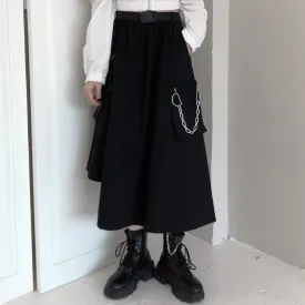 Punk Chain Pocket Long Skirt SD01293