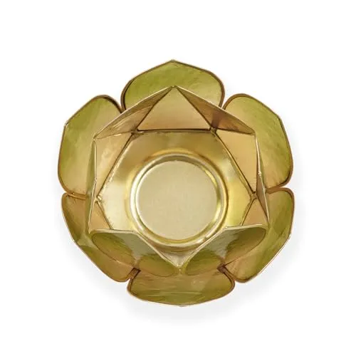 Pure Home   Living Amber & Green Ombre 12 Petals Capiz Tealight Holder