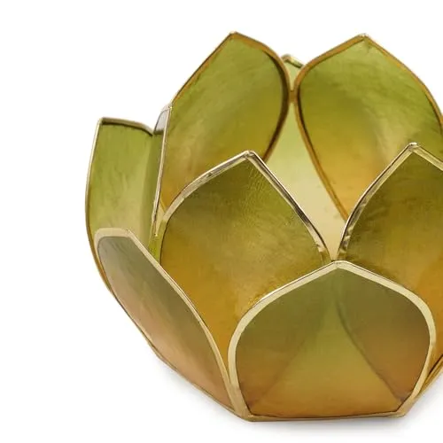 Pure Home   Living Amber & Green Ombre 12 Petals Capiz Tealight Holder