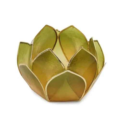 Pure Home   Living Amber & Green Ombre 12 Petals Capiz Tealight Holder