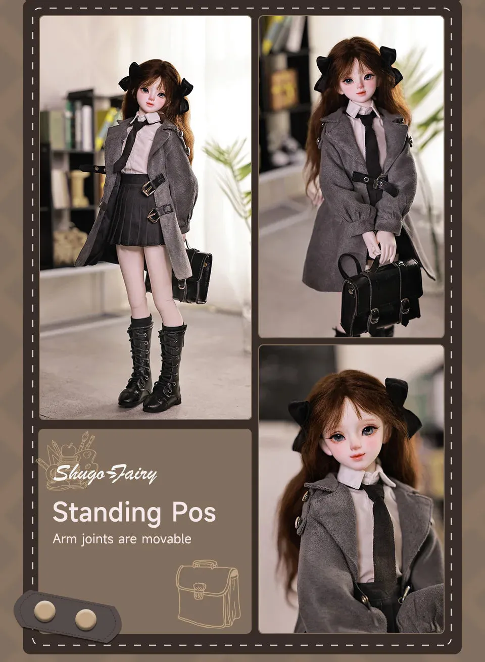 Shuga Fairy Rapunzel 1/4 BJD Doll - Autumn Style Jointed Doll with Pleated Skirt | Perfect Christmas Gift