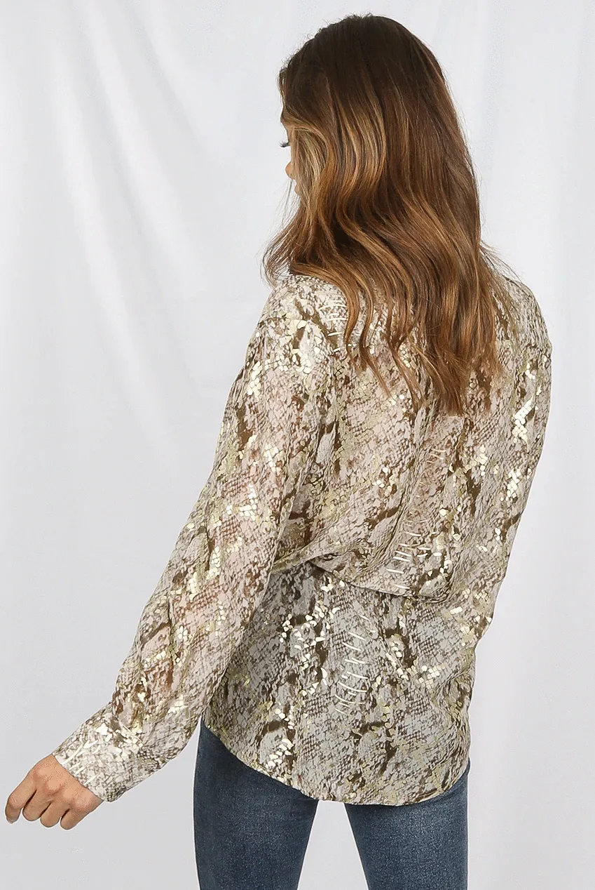 Snake Print Pleated Back Shirt