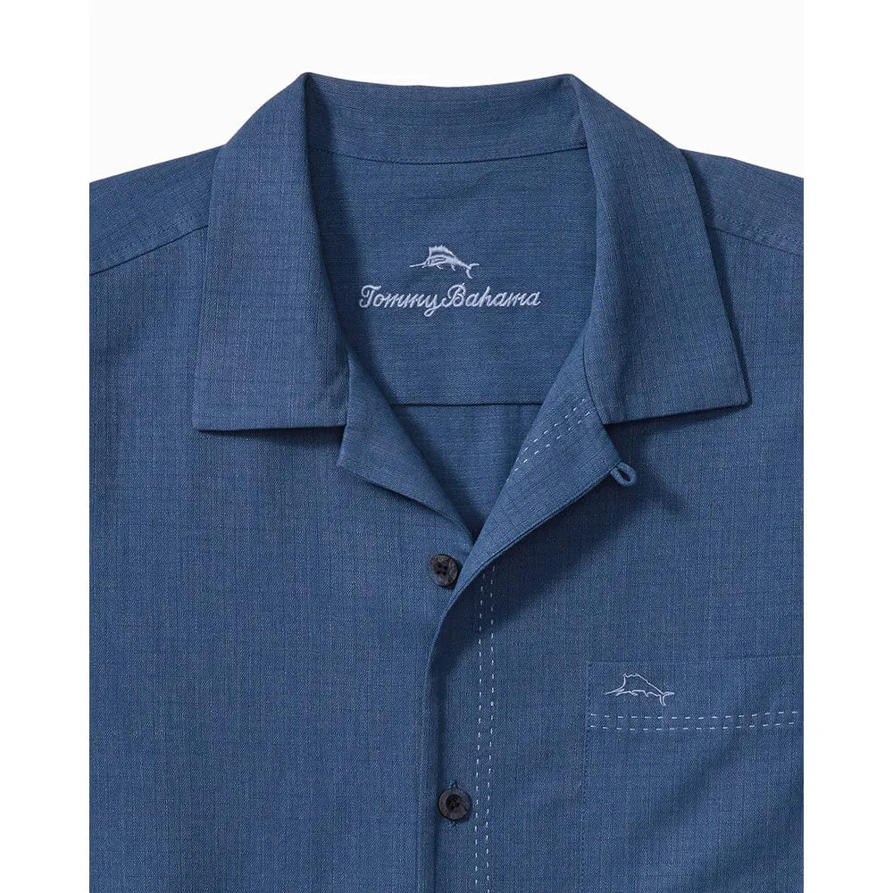 Tommy Bahama Big & Tall Coastal Breeze Check Camp Shirt - Dockside Blue