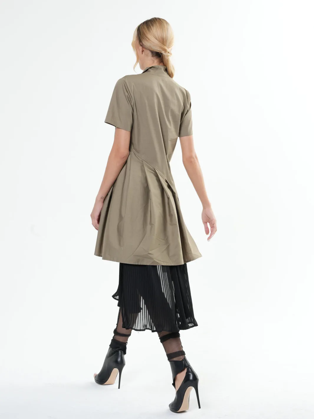 Tunic Shirt With Pleated Chiffon Layer