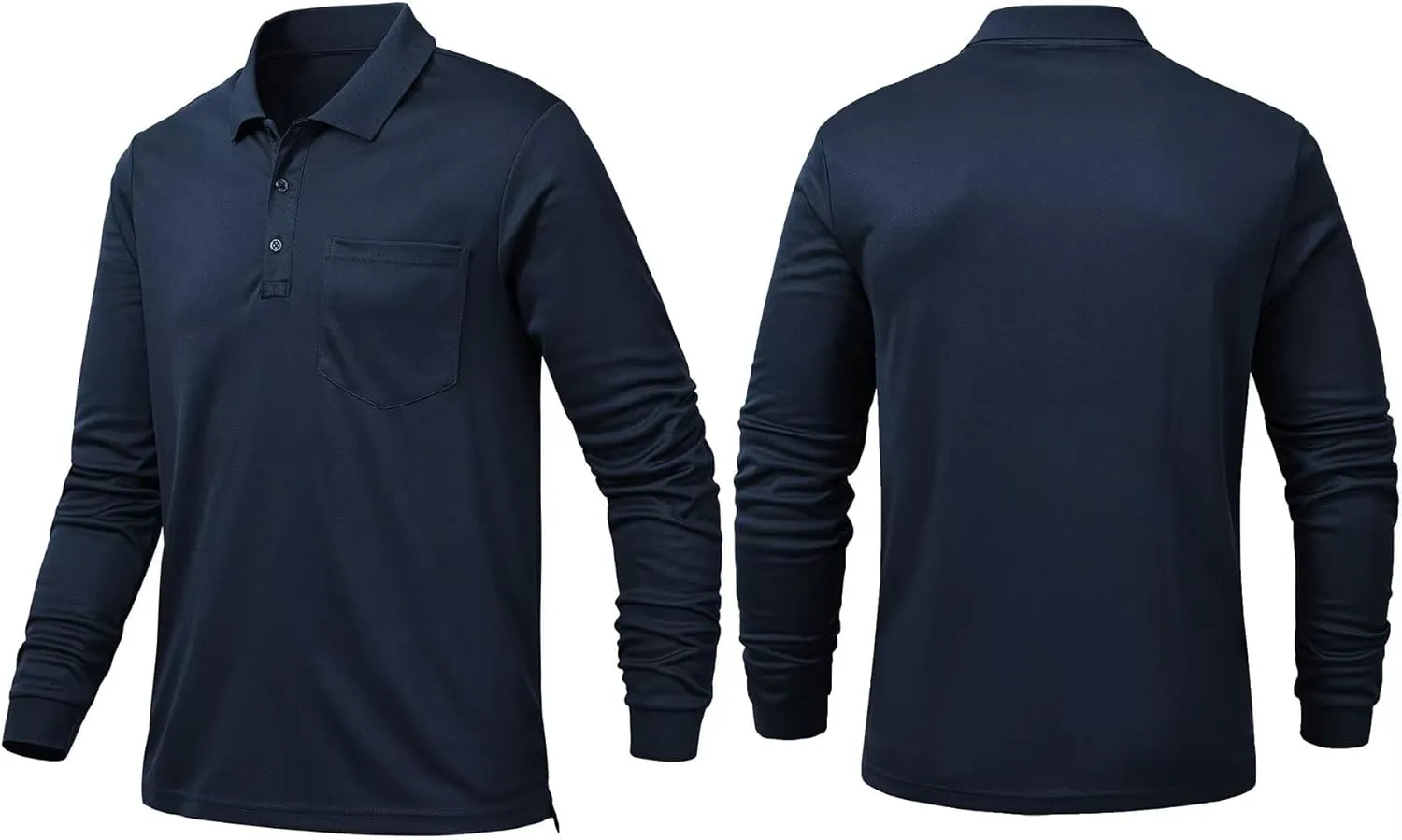 Tyhengta Men's Polo Shirt Long Sleeve Quick Dry Athletic Performance Shirts Pique Golf Shirt