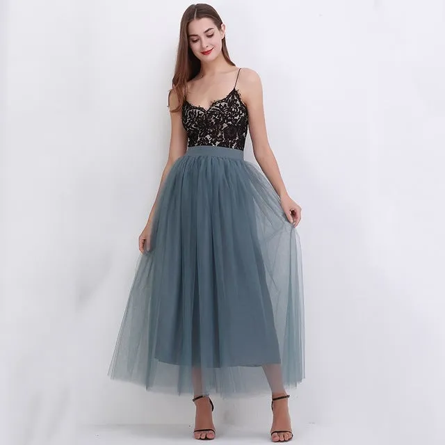 VenusFox4 layers Fashion Lace Princess Fairy Style Long Skirt