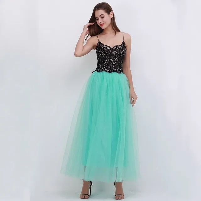 VenusFox4 layers Fashion Lace Princess Fairy Style Long Skirt