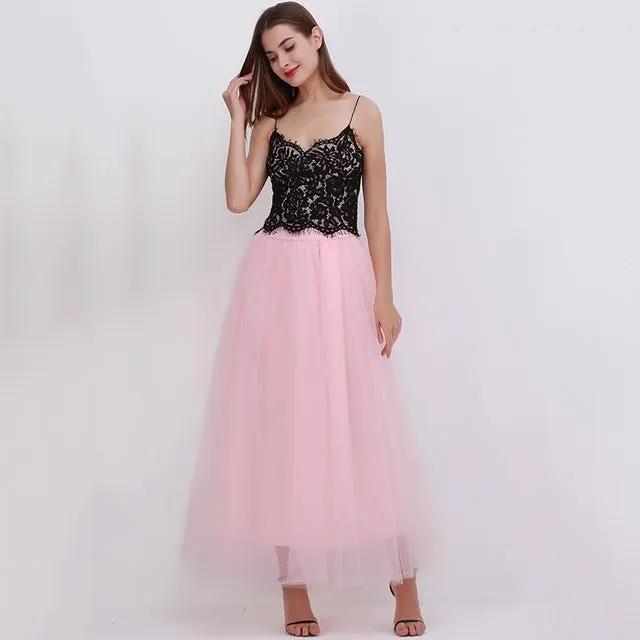 VenusFox4 layers Fashion Lace Princess Fairy Style Long Skirt
