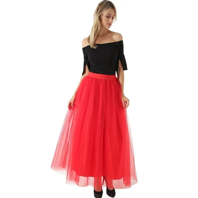 VenusFox4 layers Fashion Lace Princess Fairy Style Long Skirt