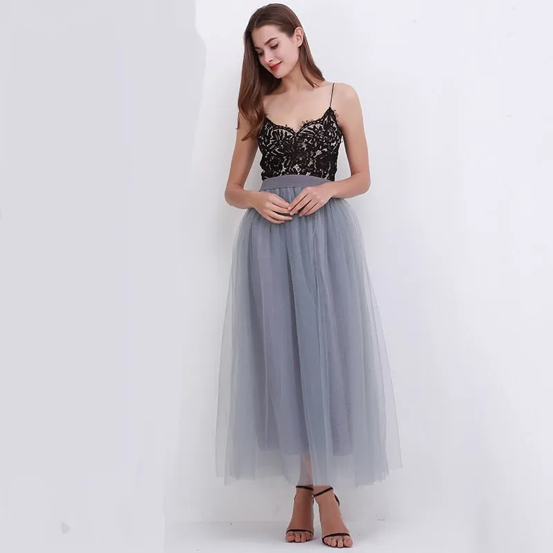 VenusFox4 layers Fashion Lace Princess Fairy Style Long Skirt