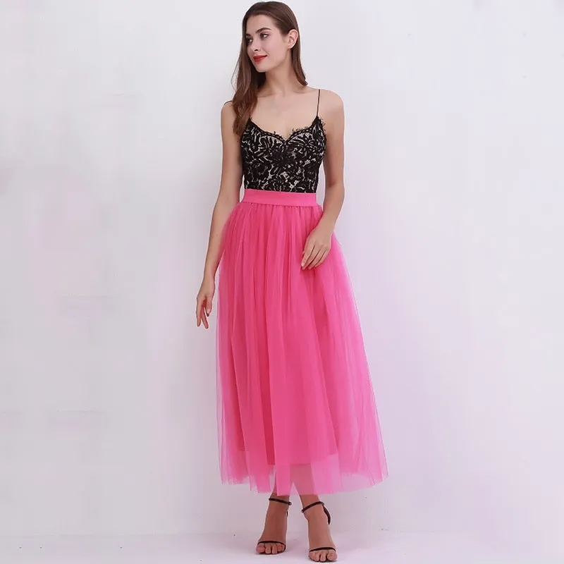 VenusFox4 layers Fashion Lace Princess Fairy Style Long Skirt