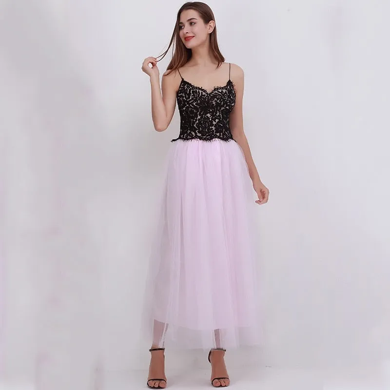 VenusFox4 layers Fashion Lace Princess Fairy Style Long Skirt