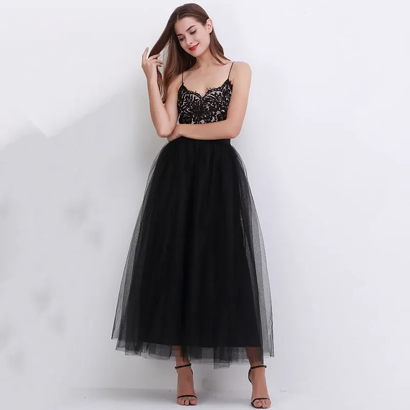 VenusFox4 layers Fashion Lace Princess Fairy Style Long Skirt