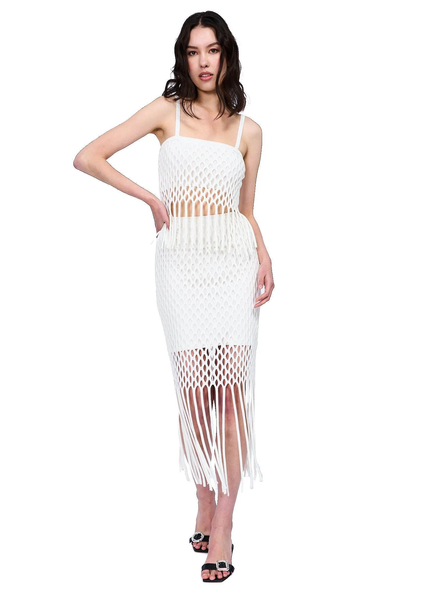 VIAVIA Fringe Midi Skirt