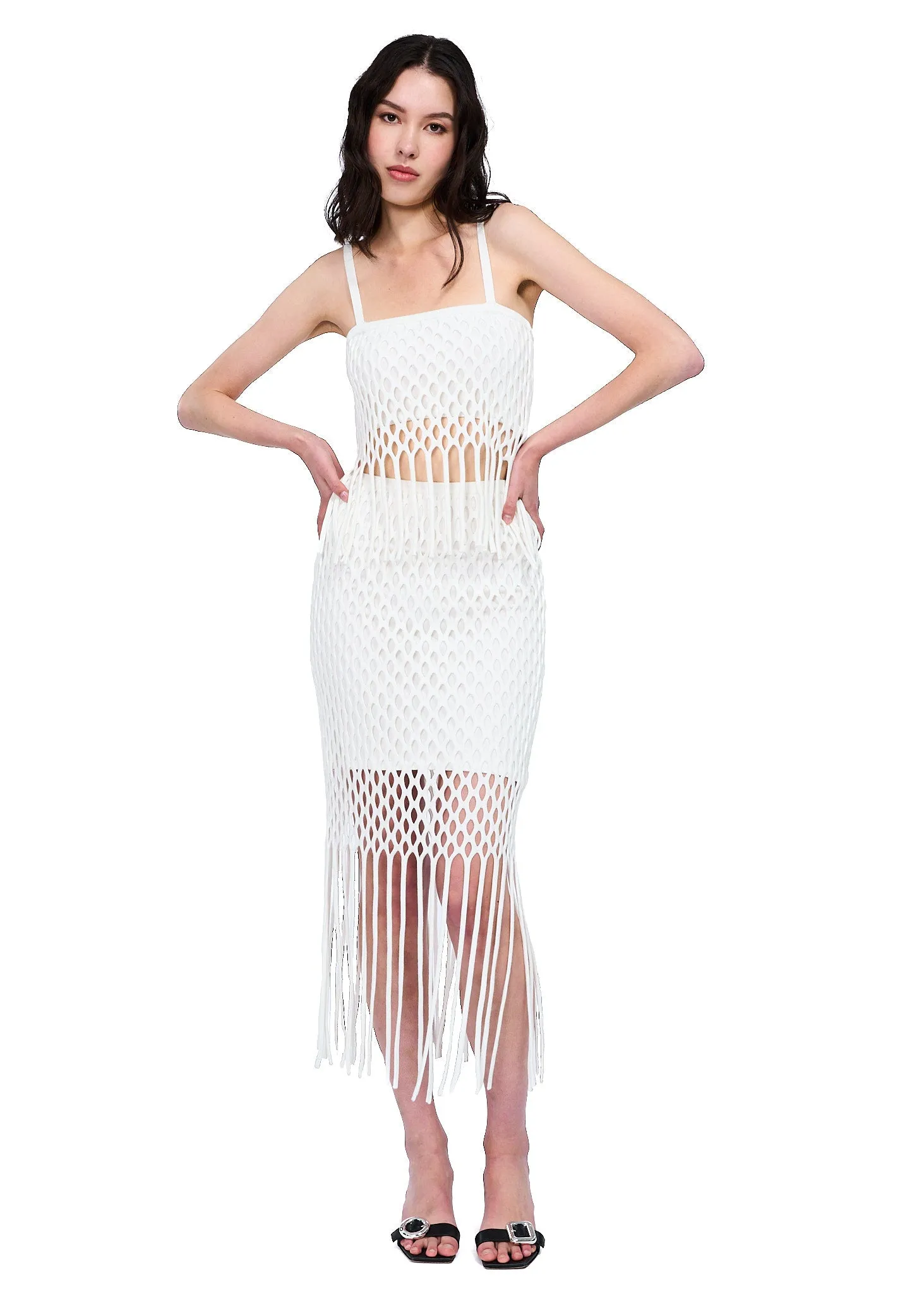 VIAVIA Fringe Midi Skirt