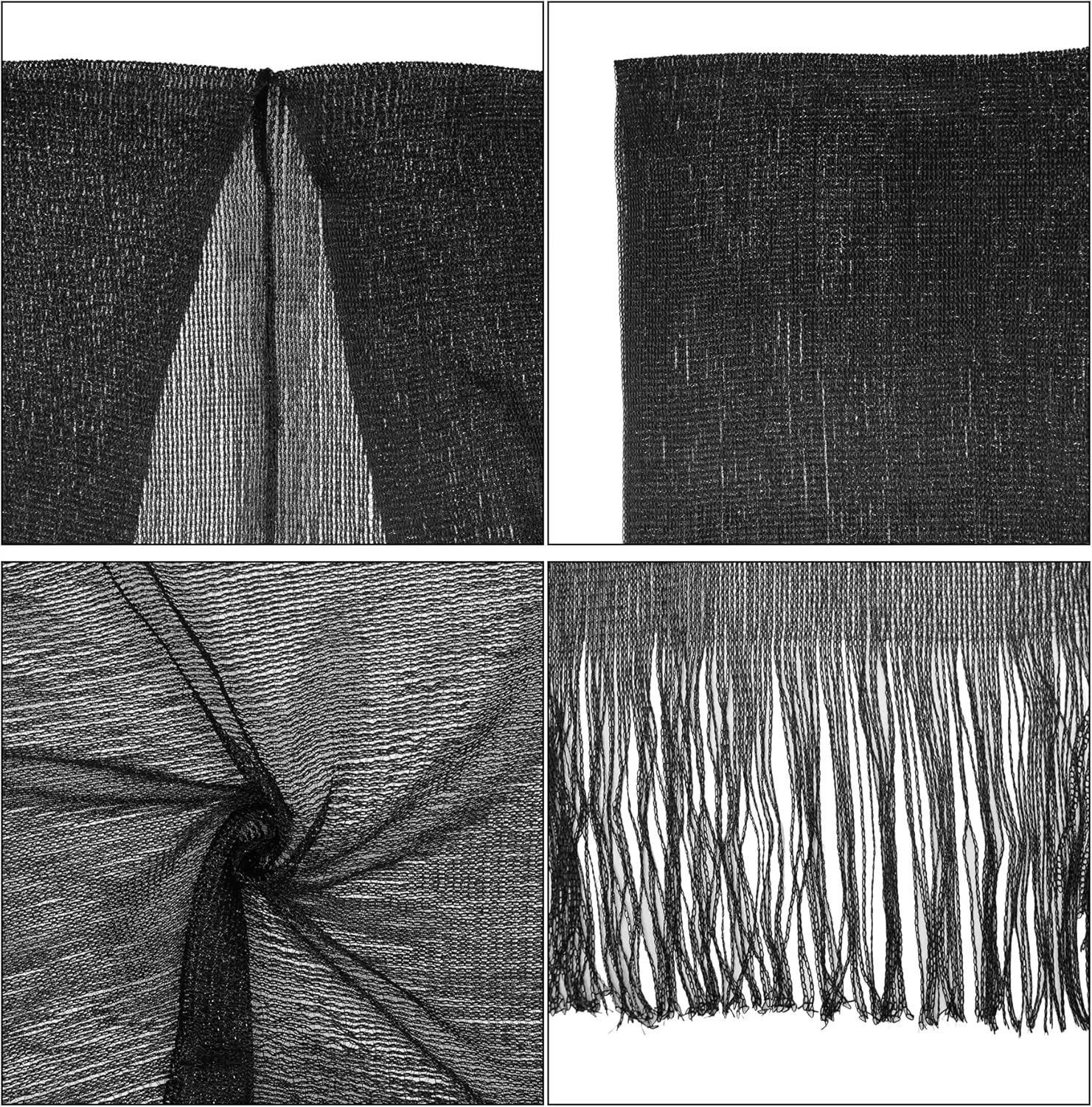 Women Fringe Tassel Mesh Sheer Shiny Summer Beach Cover Ups Kimono Loose Cardigan Capes Tops Swimsuit Coverups