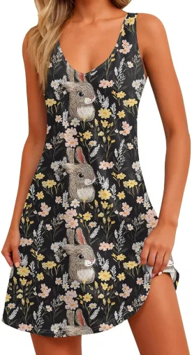 Women Summer Dresses V Neck Beach Swimsuit Coverup Sleeveless Vacation Dress with Pocket 2025 Casual Sundress
