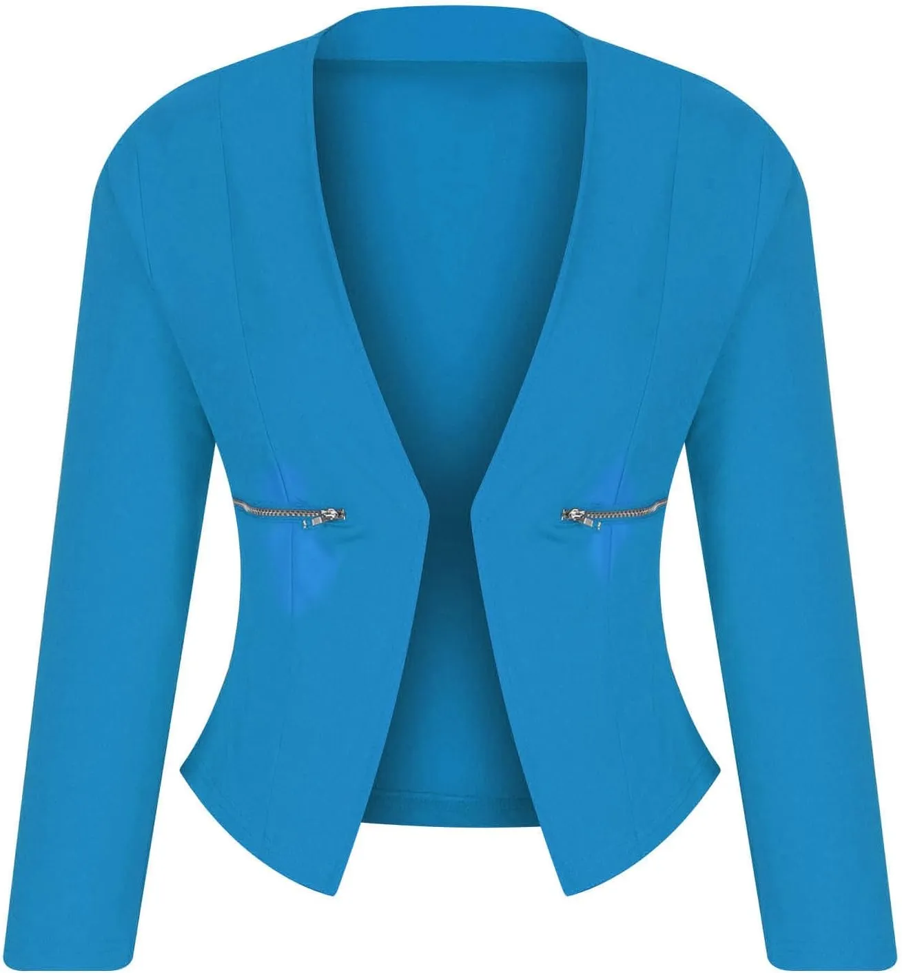Women's Blazer Cardigan Top Work Office Suit Jackets Casual Collarless Cropped Long Sleeve Business Blazers Coat