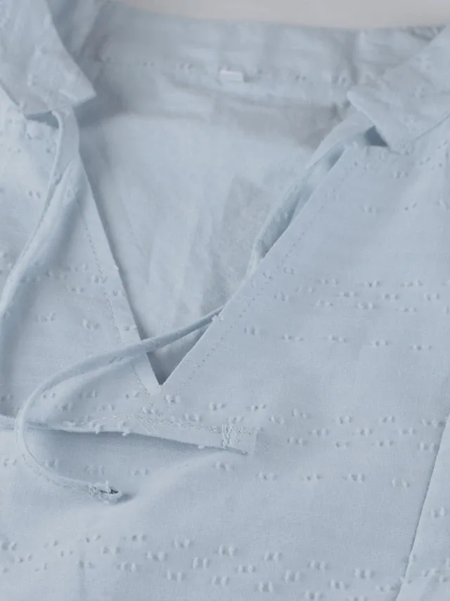 Women's Cotton Linen Dress Casual Dress Midi Dress Cotton Basic Classic Outdoor Daily Vacation V Neck Ruched Pocket 3/4 Length Sleeve Summer Spring Fall 2023 Regular Fit White Blue Green Plain S M L
