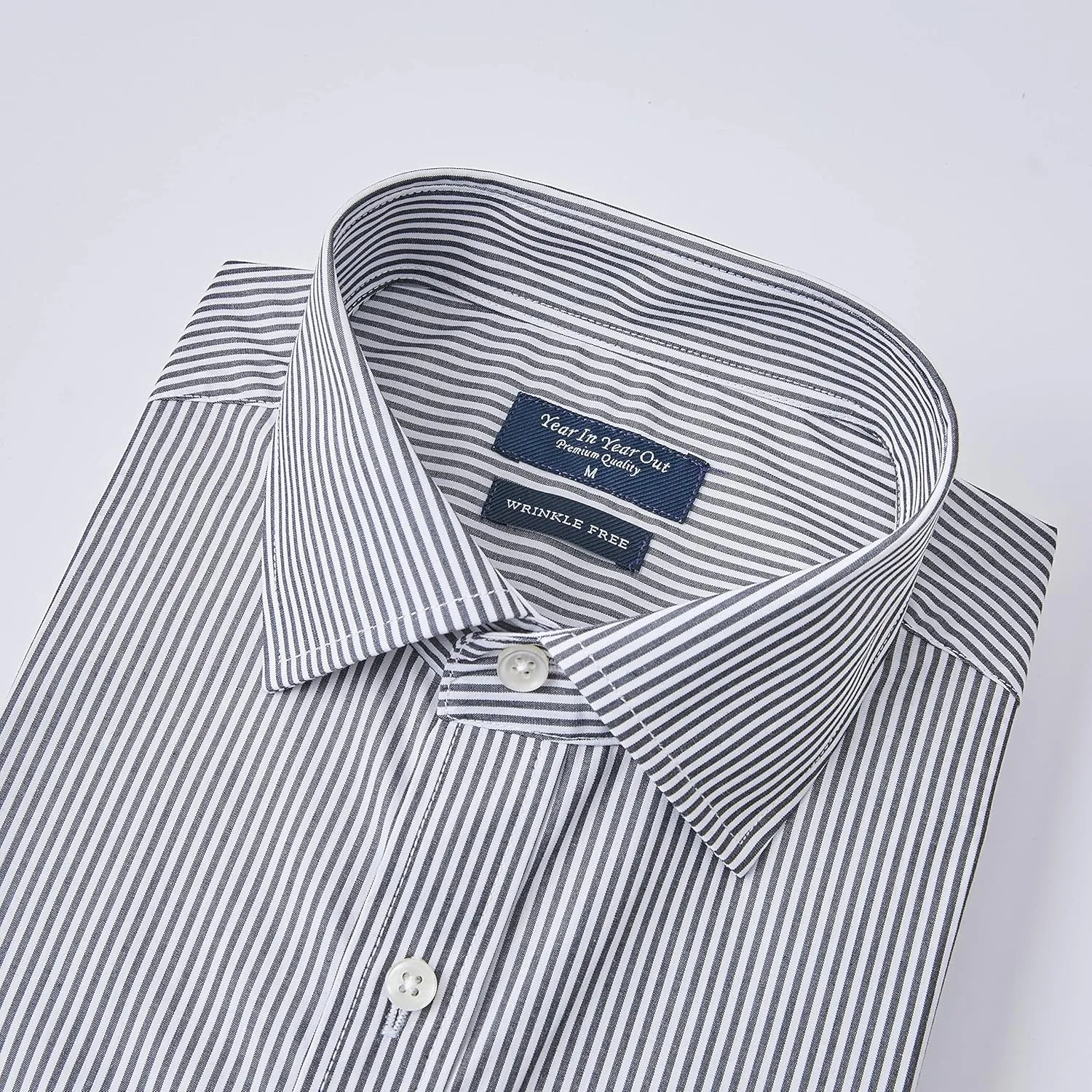 Year In Year Out Wrinkle Free Dress Shirt for Men Regular Fit Long Sleeve Wrinkle Resistant Shirt