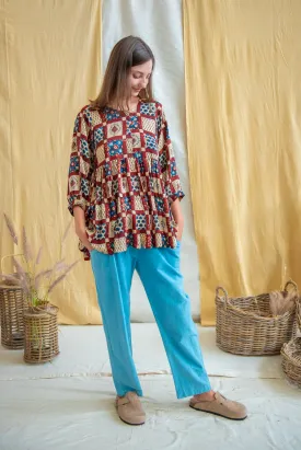 Yoke Shirt Silk Modal Patchwork Print